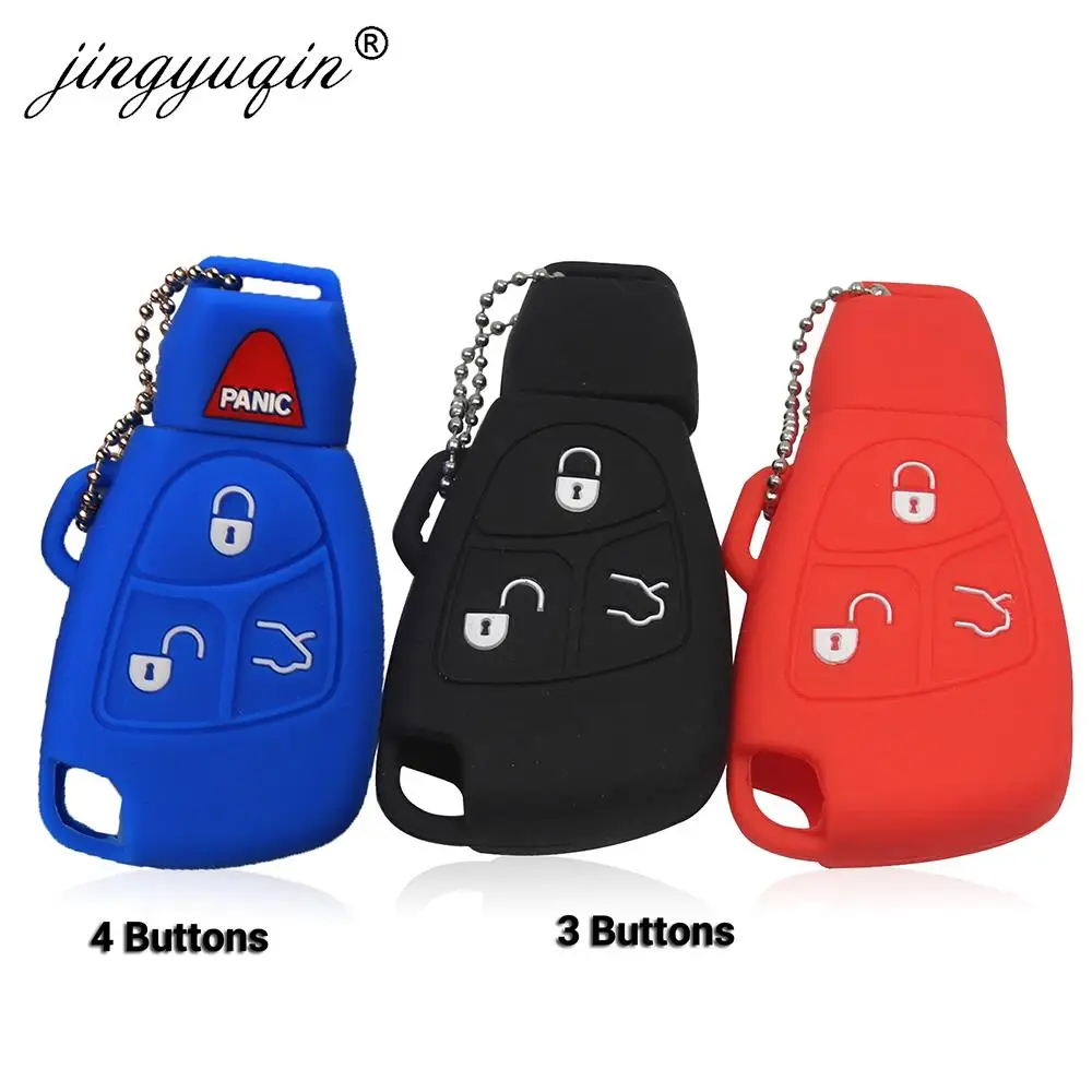 jingyuqin Silicone Cover For Mercedes Benz B C E ML S CLK CL 3/4 Buttons Rubber Skin Remote Key Fob Case