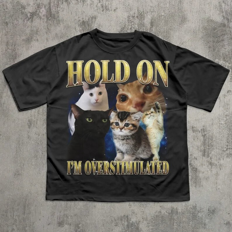 Wait, I'm Getting A Little Hyper! Funny Cat Emoji Retro Graphic Ironic Kitten Generation Z Humor Personality Funny Humor Funny
