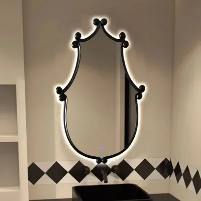 Entrance mirror toilet retro bathroom cosmetic mirror wall-mounted living room fireplace decorative hanging mirror