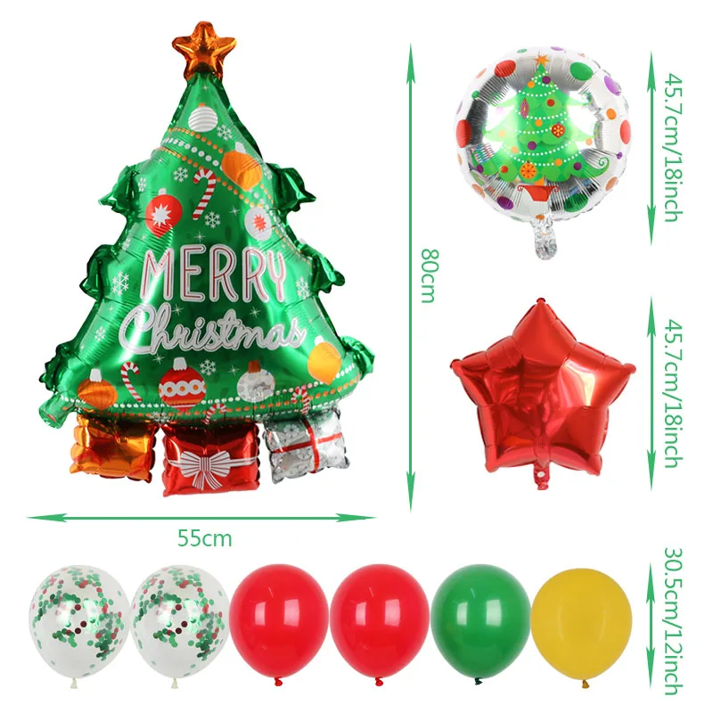 1Set Merry Christmas Santa Snowman Christmas Tree Decoration Balloons Confetti Latex Balloons New Year Party Supplies Xmas Decor