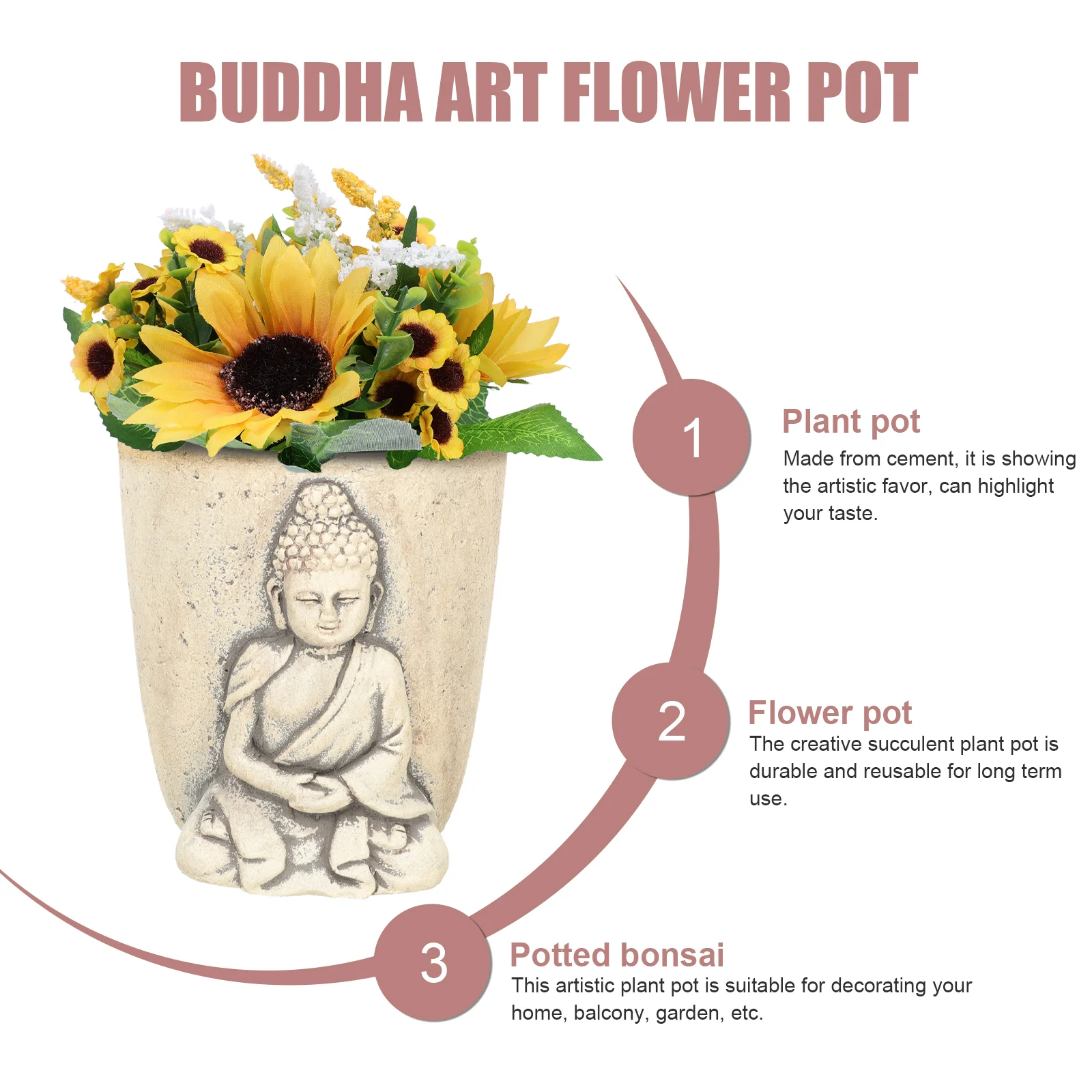 Buddha Flower Pot Home Decorative Flowerpot Plant Human Head Cement Balcony Succulent Plants