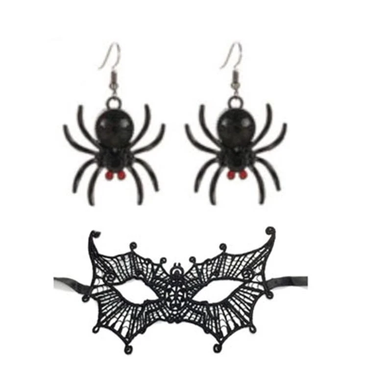 Chapéu bruxa 39BB Women com máscara para os olhos Brincos colar gargantilha feminino feminino