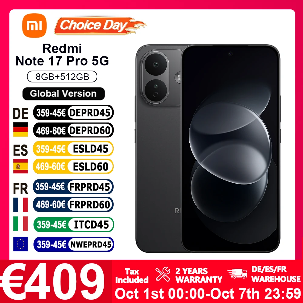 Globale Version Xiaomi Redmi Note 17 Pro 5G 6,83' 8340mAh Akku 67W HyperCharge IP66 IP68 Leistungsstarker Snapdragon ®   6s Gen 4 Smartphone 5G