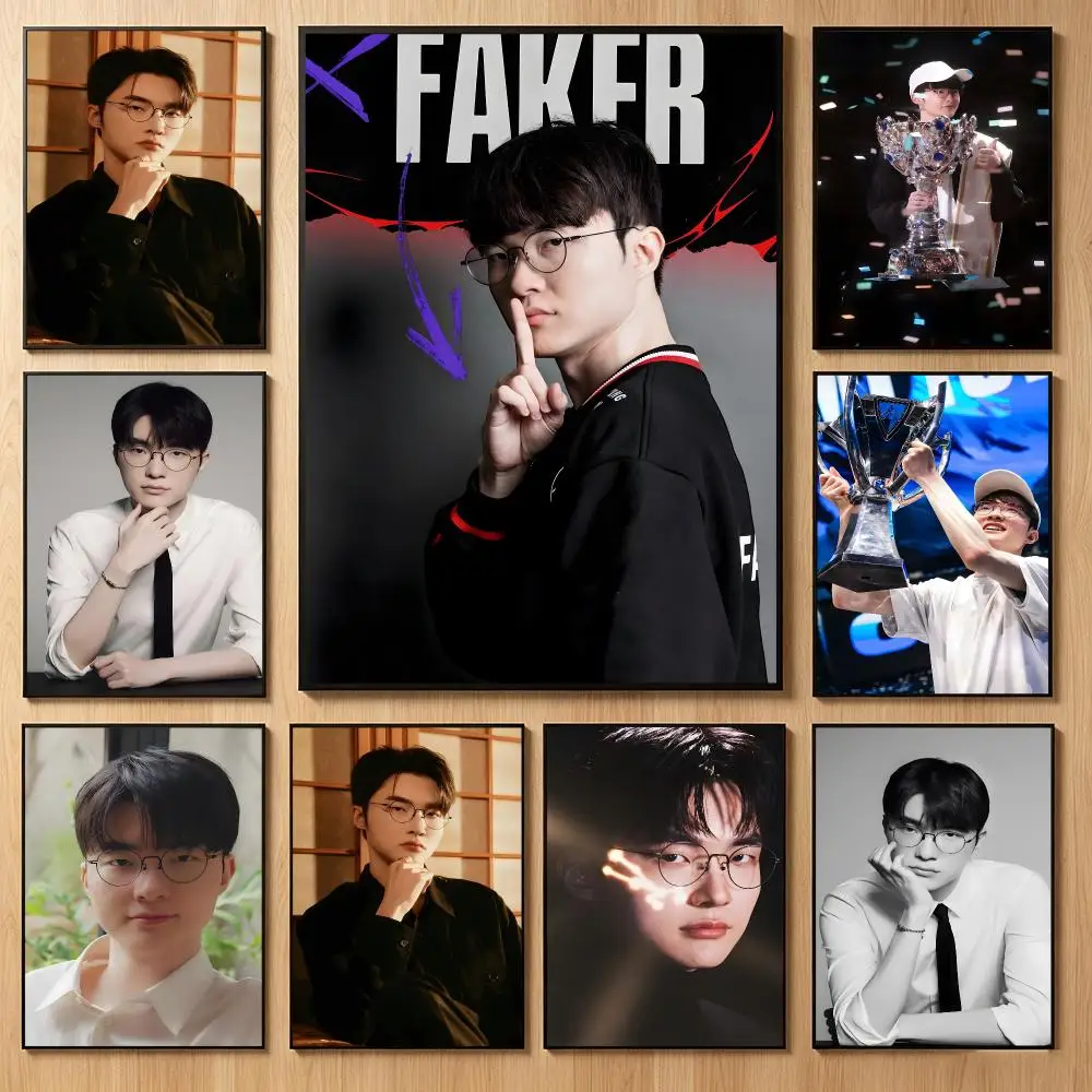 Dynamic Esports Player F-Faker Poster Classic Self-Adhesive PP Wall Sticker for Living Room Bar Decor Gift