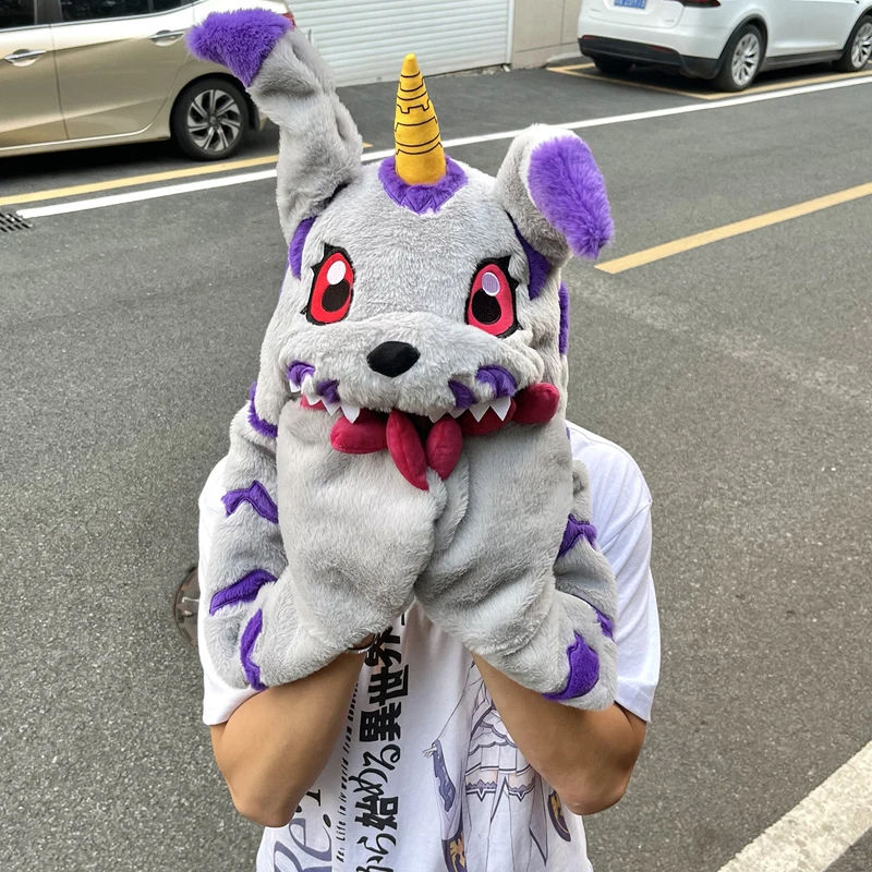 Оригинальная японская Кепка Digimon Приключения Kawaii Gabumon Plushie, плюшевая шапка с зажимом, сохраняющая тепло шапка, уши вверх, украшение для головы для девочек