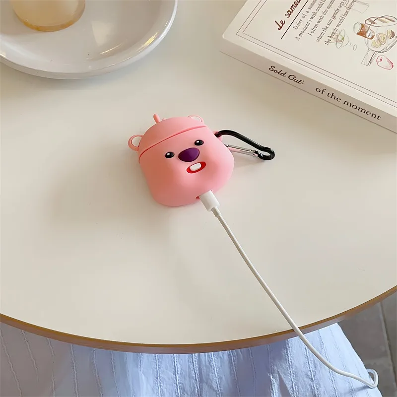Силиконовые чехлы Loopy для Airpods 1, 2, 3 Pro, чехол для зарядки наушников с героями мультфильмов, защитный чехол для наушников в стиле аниме с крючком