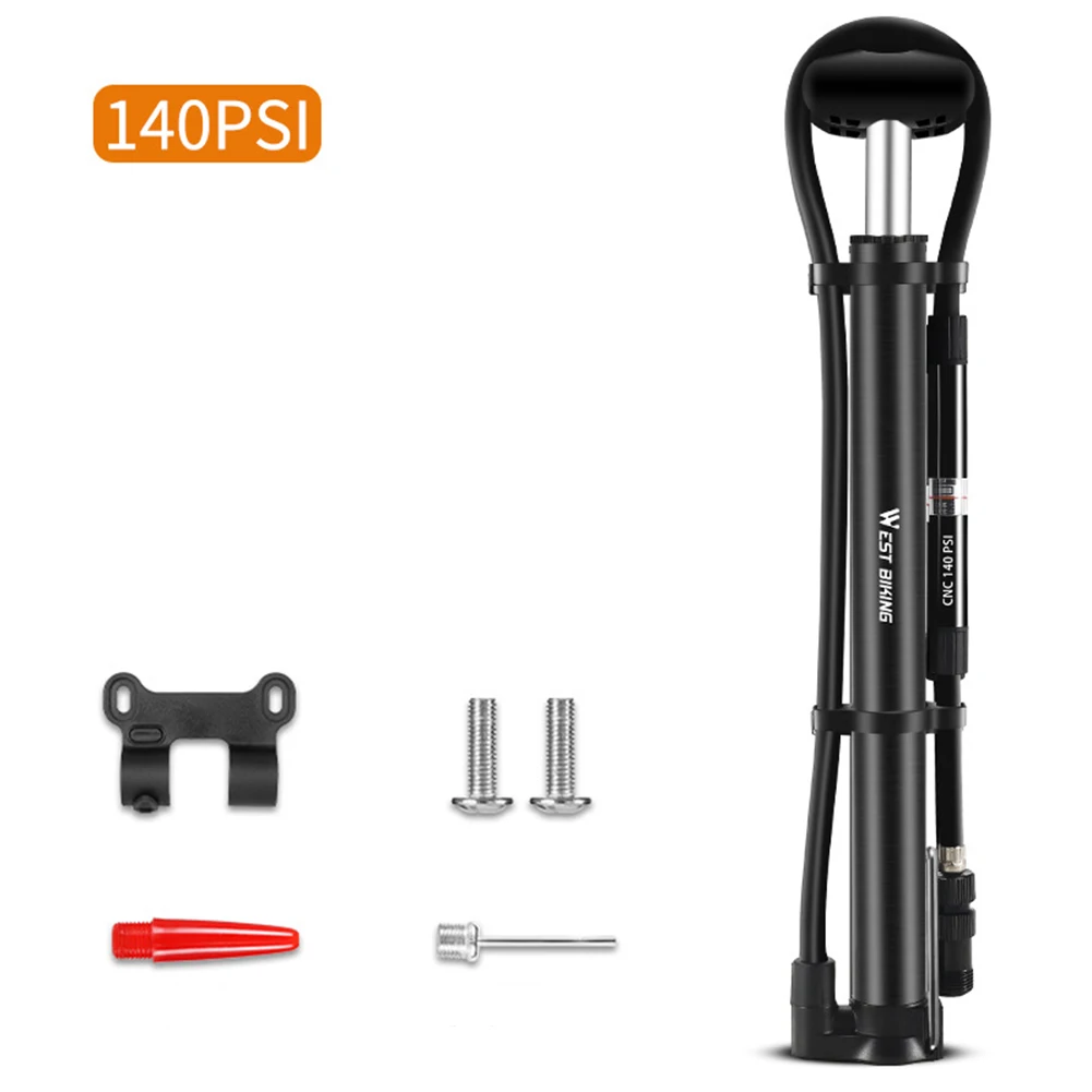 AliExpress NONE Ball Air Mini BIKE Pump Alloy Aluminum Alloy Black Silver Mini Portable Tire Bike 140psi 28.5*4.5cm High Quality