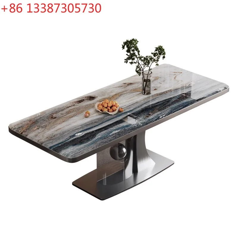

Обеденный стол из суперкристаллического камня, микрокристаллического камня, мраморный прямоугольный обеденный стол для дома, легкий роскошный обеденный стол