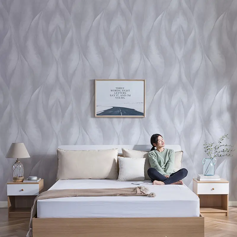 Pure Color 3D Leaves Wallpaper Modern Home Living Room Bedroom Wall Paper Leaf Mural