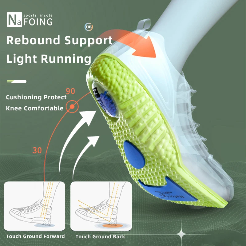 PU air cushion sports insoles Soft Comfort Shoes Pads Running Shock Absorption Shoe Sole Men Women arch support insole 1Pair