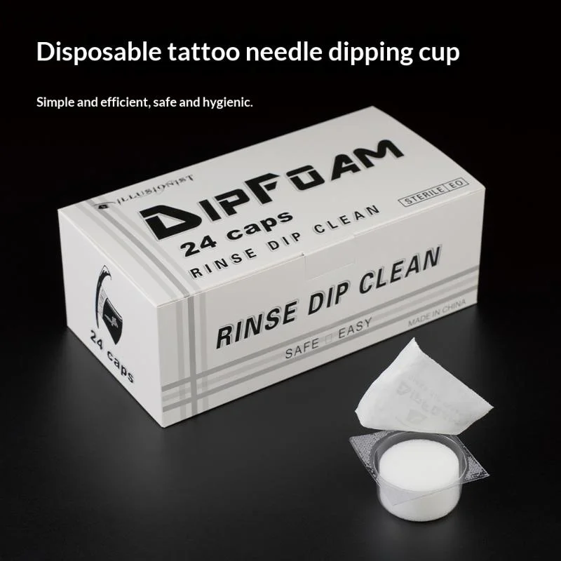 24PCS Tattoo Dip Foam Sponge Sterilized Dip Cup Caps Sterilized Tattoo Needle Dip Foam Cleaning Cup For Needle Tip Rinse〔DD329〕