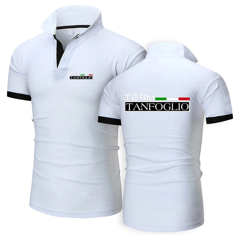 2024 Summer Men\'s Tanfoglio Logo Print High Quality Cotton Short Sleeve Solid Color Casual Lapel Collar Quick Drying Polo Shirts