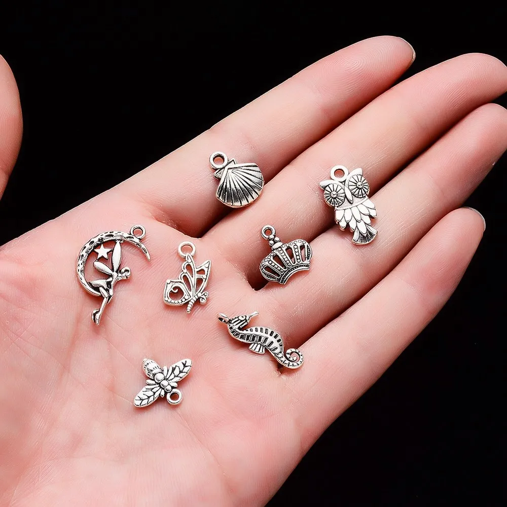 100 random style alloy small pendant DIY small accessories accessories Bracelet necklace pendant key ring accessories pendant