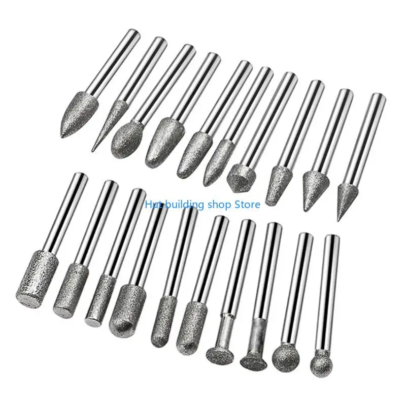 

T21C 20Pcs Accessories Grinding Heads Mini Drill Burrs Bit Set for Rotary Tool Grinding Accessories 6mm Shank