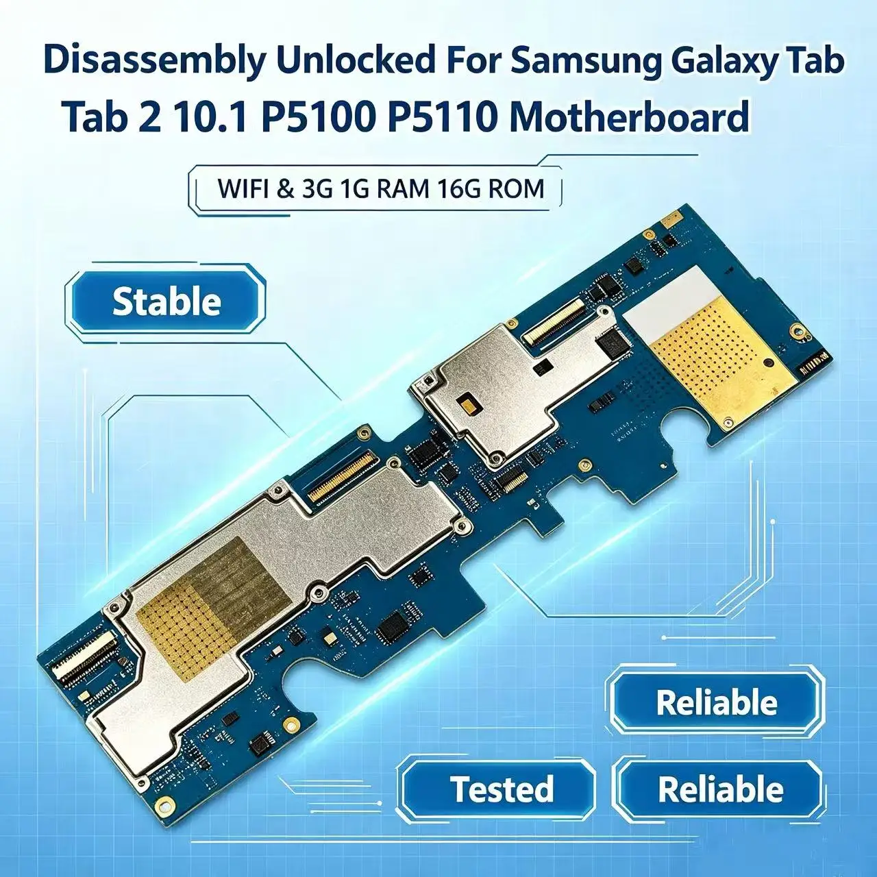 Replacement Motherboard Mainboard For Samsung Galaxy Tab 2 10.1 P5100 P5110 1GB RAM 16GB ROM WiFi 3G Tested Working Unlocked