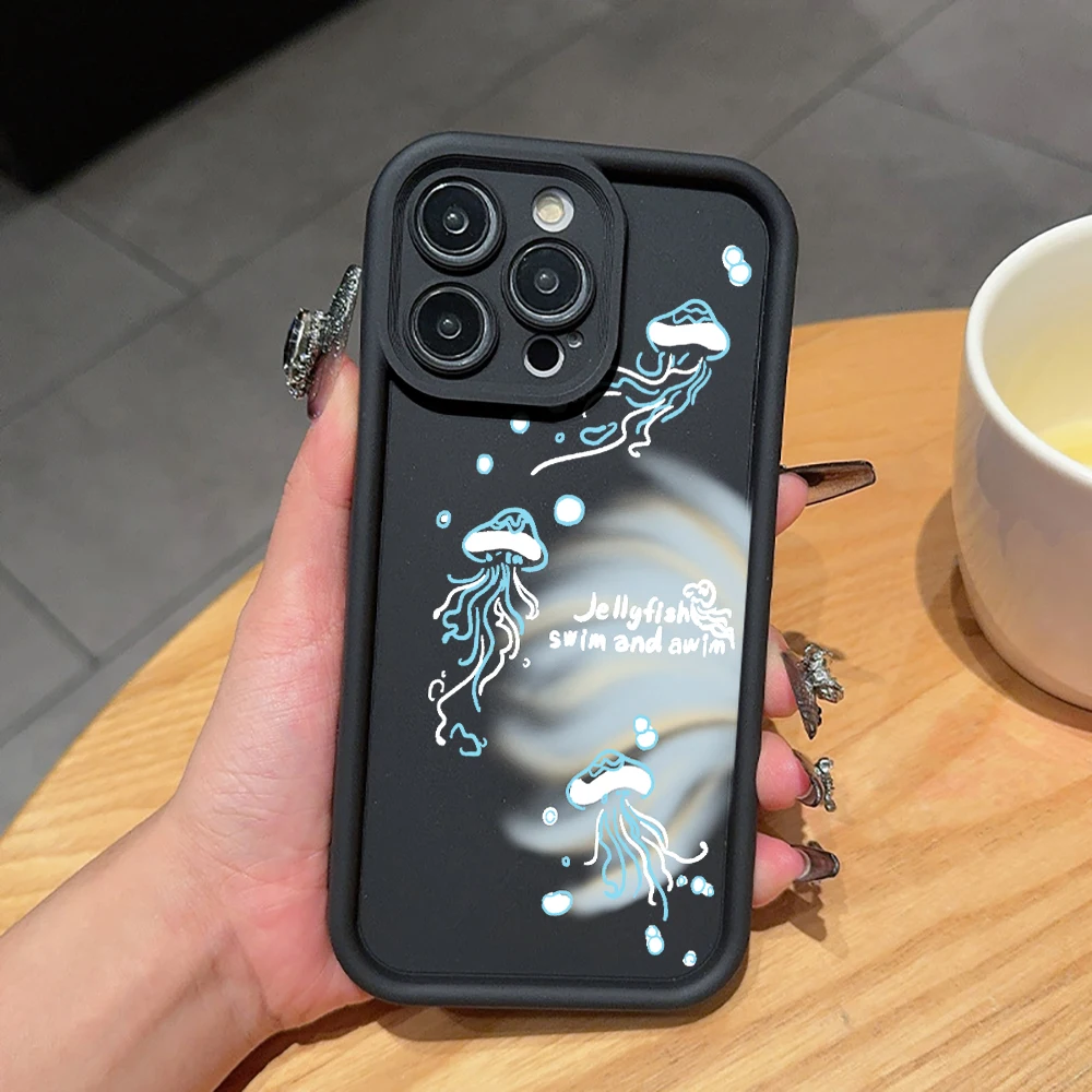 Blue White Jellyfish Phone Case For Samsung Galaxy Note 20 S24 S25 S23 S26 Plus S24 S23 FE S26 S24 S25 S23Ultra Soft Cover