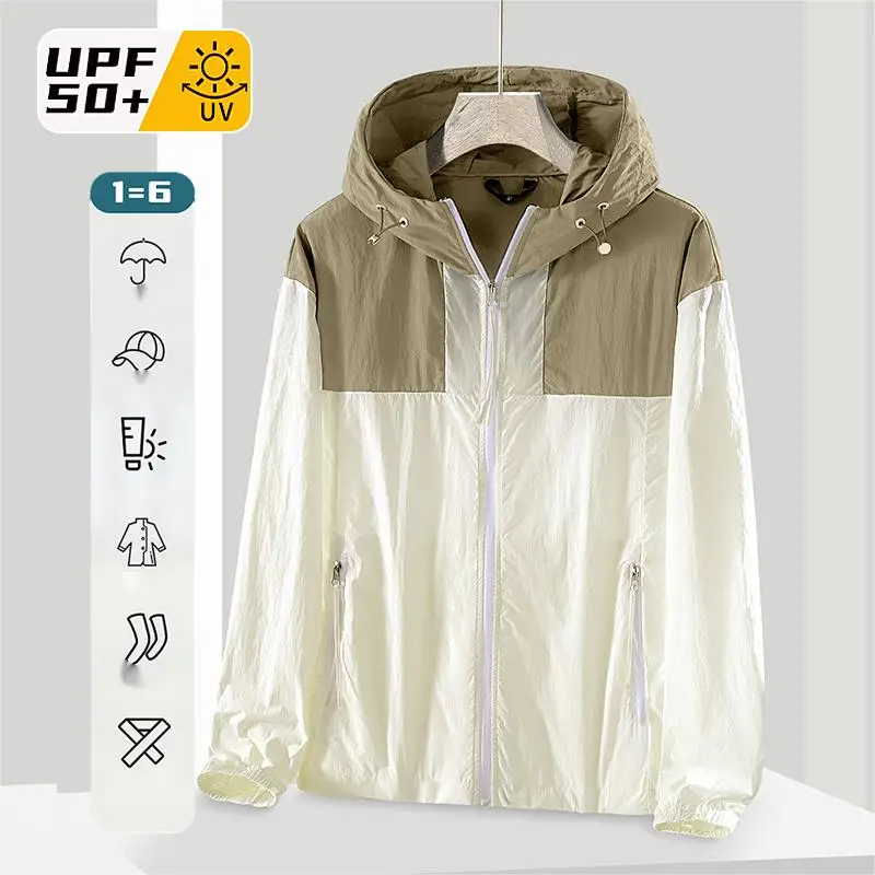 Summer Outdoor Quick Dry Sun-Protective Thin Jacket Men Hiking Fishing Cycling Hooded Gym Sport Windbreaker Ultra Light Coats