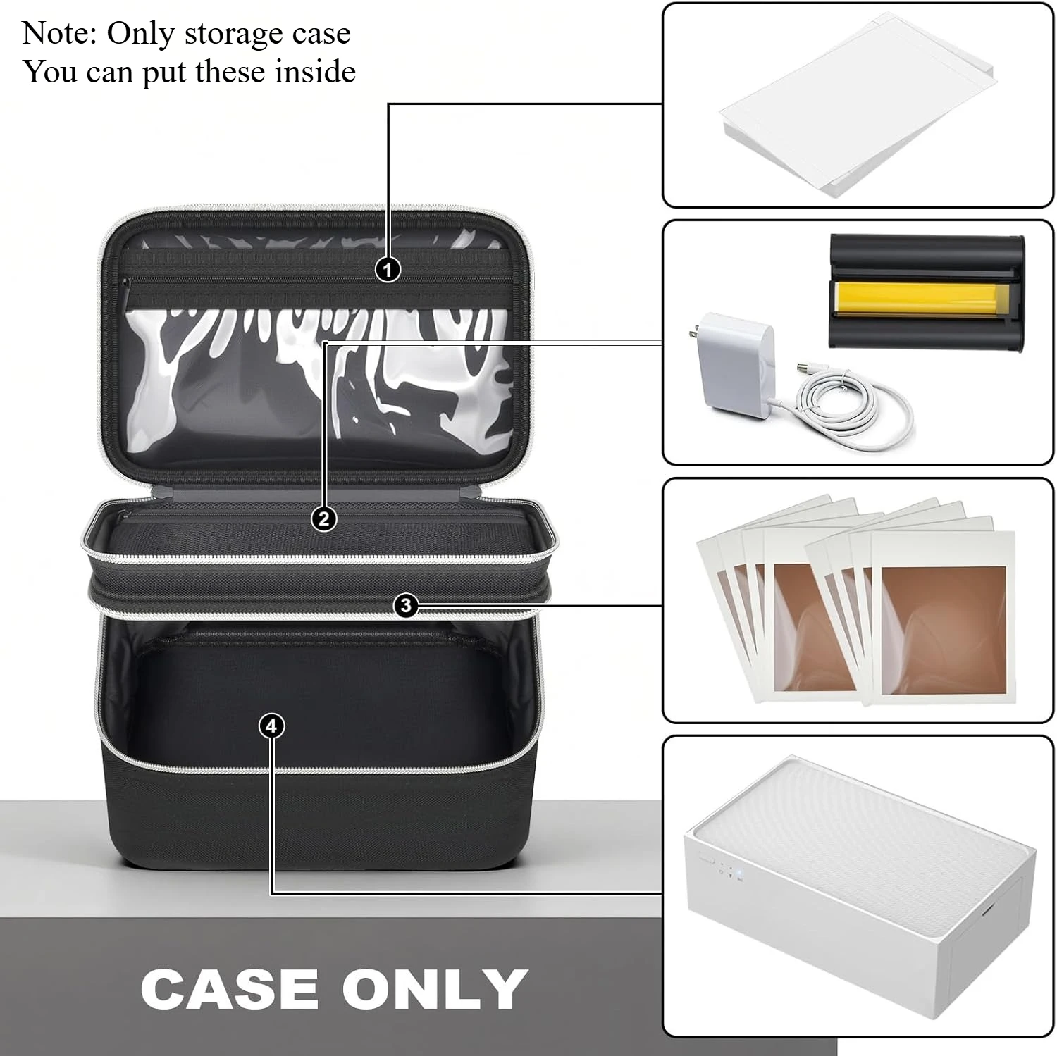 （CASE ONLY)Photo Printer Bag for Liene M100 M200 4x6'' Sticker Mini Picture Printer, Portable Storage Holder for Photo Paper, In
