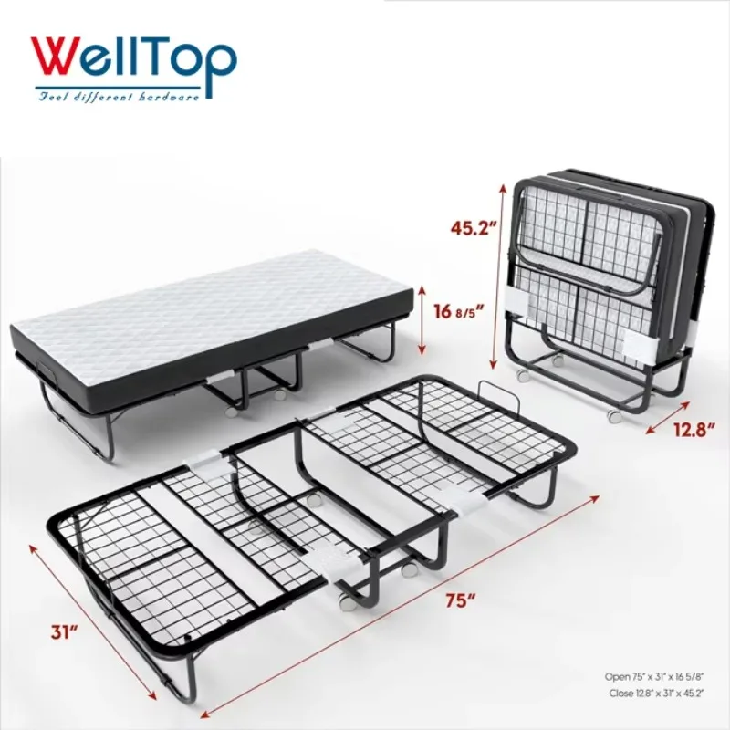 FBB  Wholesale Furniture Accessories Hardware Portable Rollaway Guest Bed Folding Bed with Mattress for Adults Bedroom Of