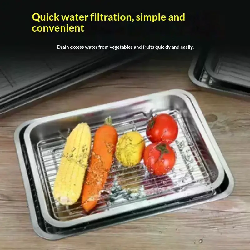 Stainless Steel Baking Tray With Removable Cooling Rack Set Non-stick BBQ Pan Tray Plate Oven Rack Cooking Roasting Dish