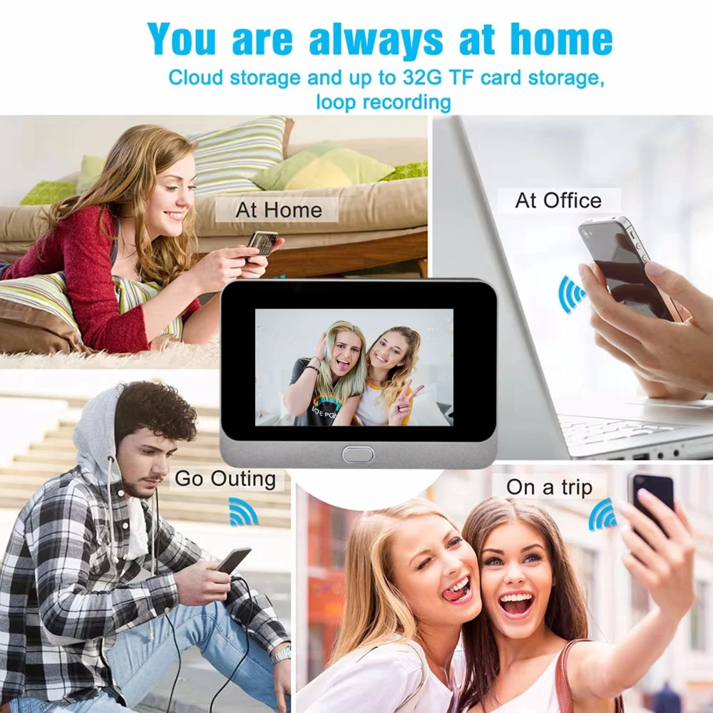 4.3 Inch WiFi Tuya Smart Video Digital Peephole Door Camera Two-way Audio 2MP Night Vision Wireless Digital Magice Eye Door Bell