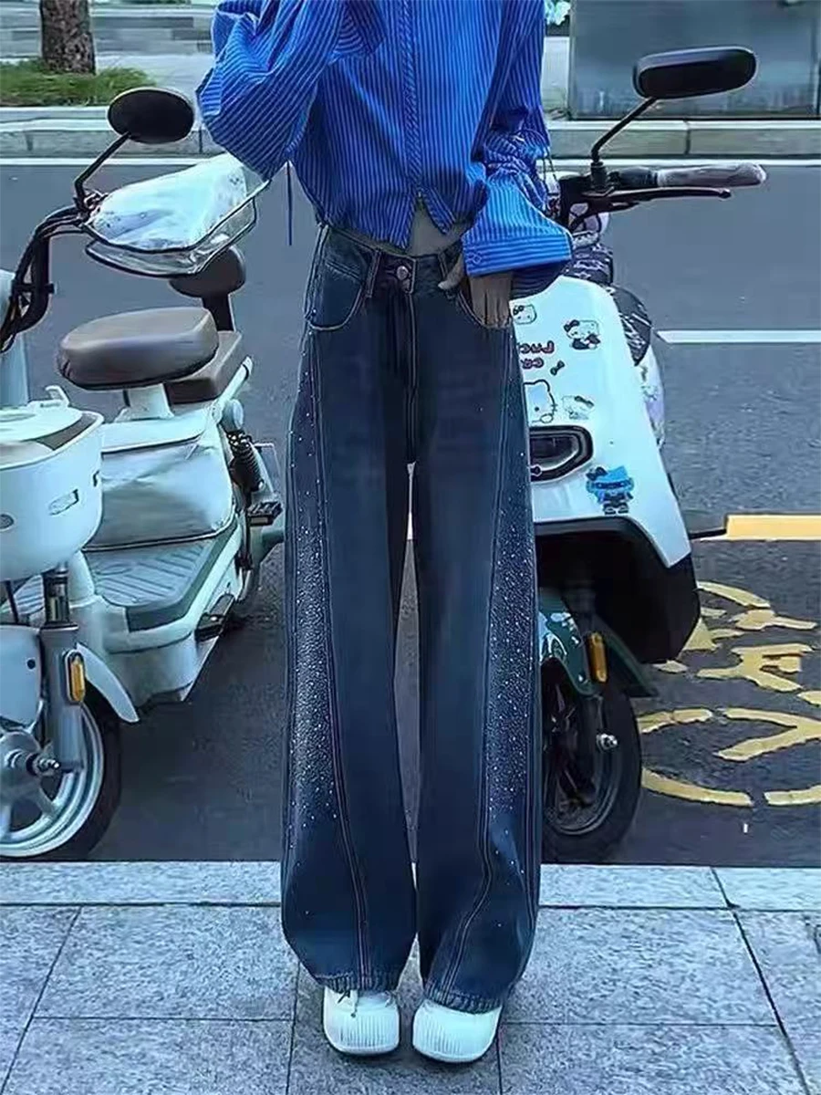 

plus Size High Waist Bell Bottom Jeans Women's Spring 2026 Loose Fit Denim Pants Knife Wide Leg Tapered Slimming Effect