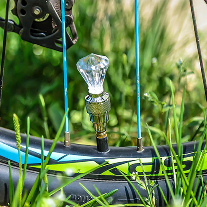 حار 2 قطعة دراجة الإطارات غطاء صمام ضوء دراجة نارية عجلة السيارة تكلم جوهرة شكل النيون مصباح ليد فلاش مصباح الدراجات اكسسوارات #3