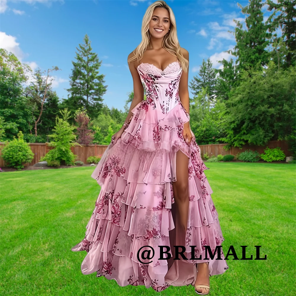 Formelles Damenkleid mit Blumenmuster, Übergröße, A-Linie, lange Partykleider, Abendessen, Ballkleider, Kleider für Hochzeitsgäste