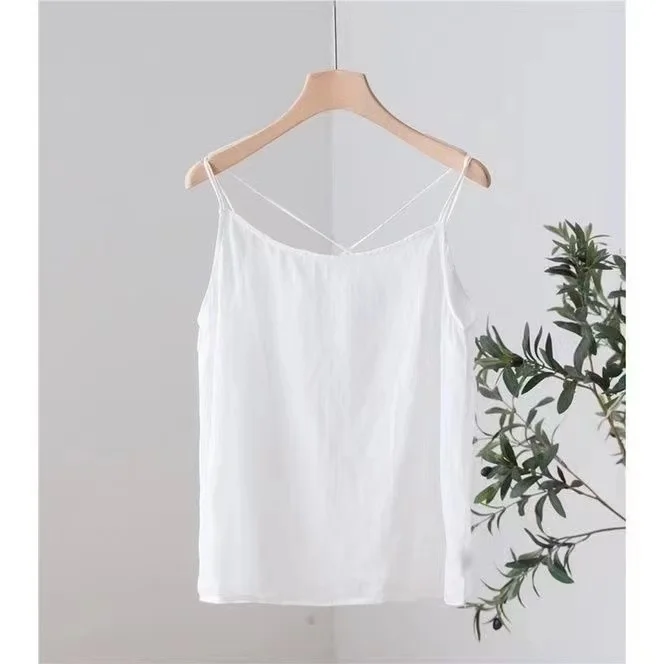 

00% Pure Cotton Comfortable Cross Ba Strap Vest Simple Artistic Inner Wear Matching Color Top Quali Combed Cotton