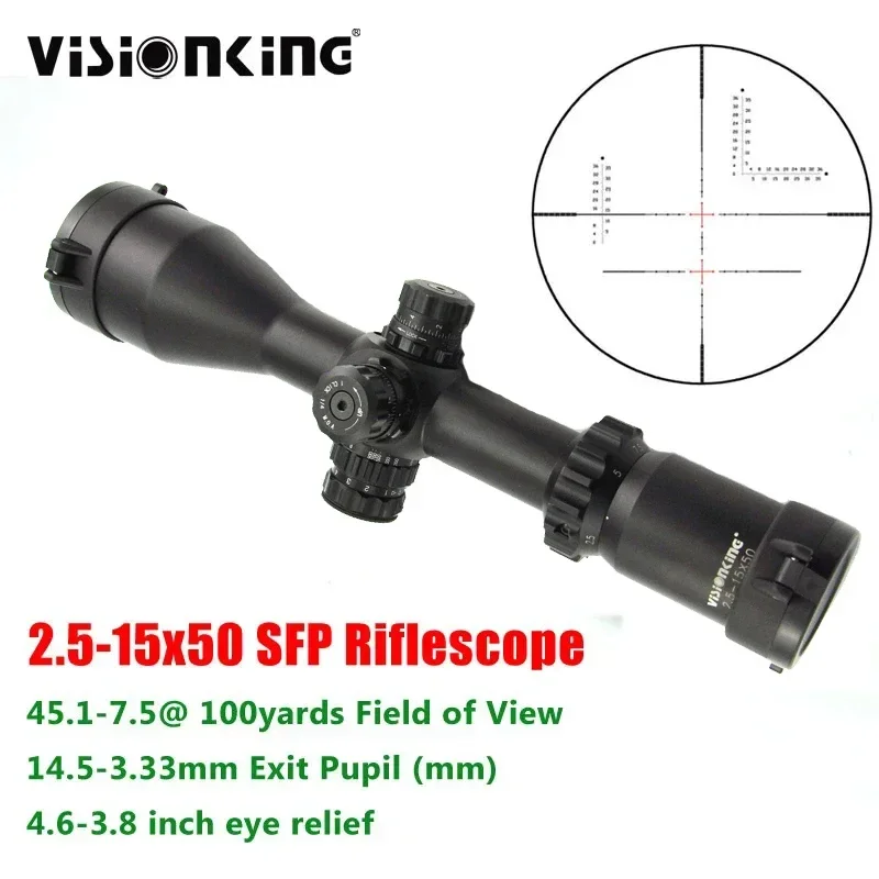 Visionking Side Focus 2.5-15x50 Hunting Riflescope Long Eye Relief 30mm Tube Illuminated Target Shooting Hunting Optical Sight