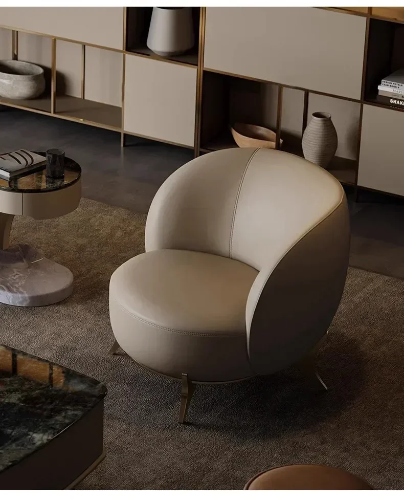 Single sofa chair Italian leather living room household small apartment bedroom leisure tiger chair