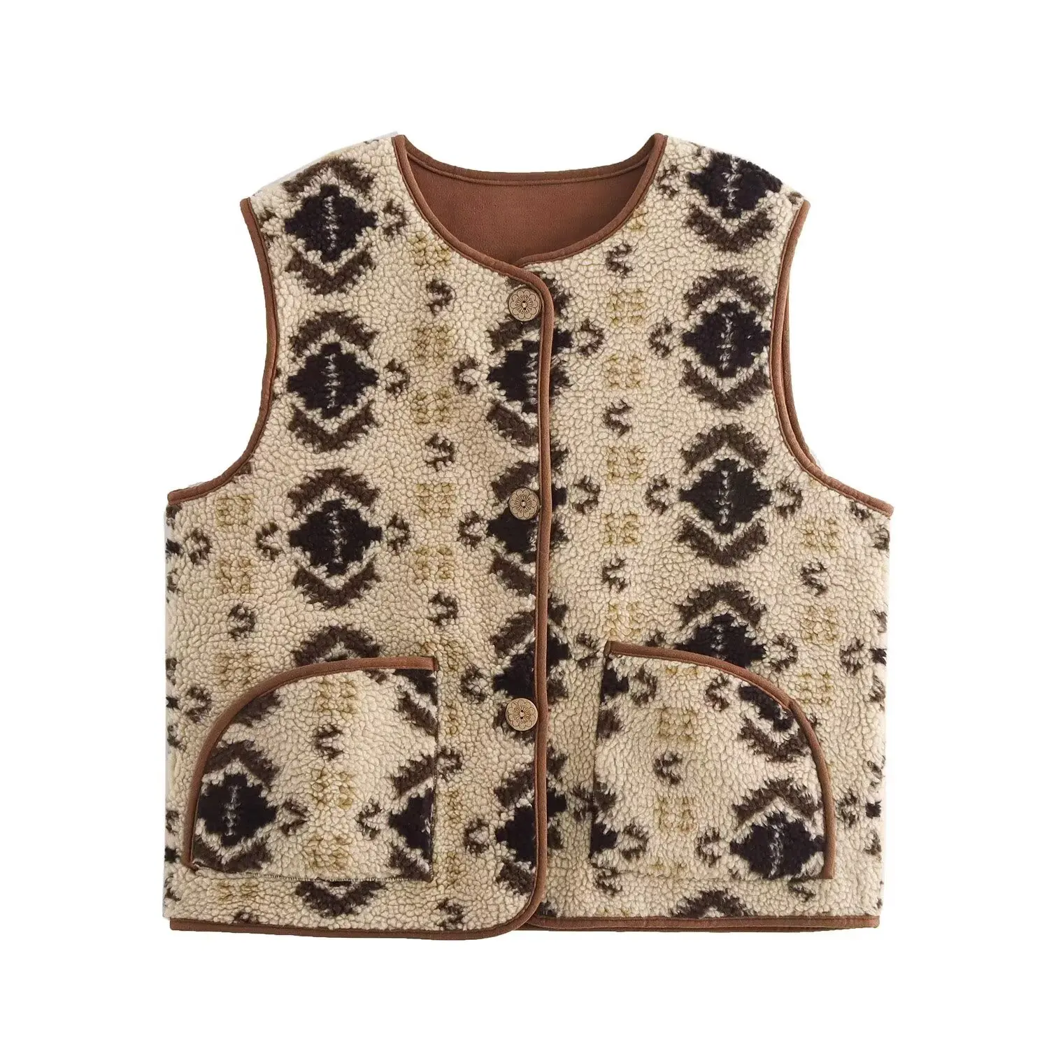 

2025 WOMAN Fashion European and American Style Autumn New Printed Fur One Vest Retro Sleeveless Vest Outerwear Muje