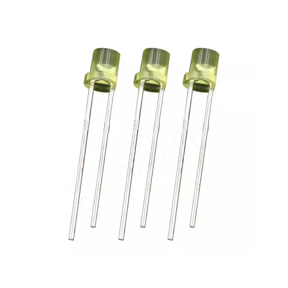 100pcs 3mm 2pins Flat Top LED Diffused White Red Yellow Blue Green Wide Angle light emitting diode lamp