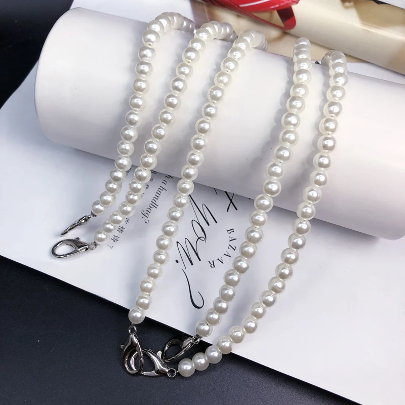 2pcs Pearl Chain Swimsuit Shoulder Strap Jacket Bead Chain Shoes Handbag Chain Accessories Home Clothing Design DIY Chain