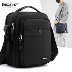 Moda masculina Crossbody Bag Multilayer Satchel Casual Sling Sacos de Ombro Pequeno Impermeável Business Bolsa Flap Pack XA377C