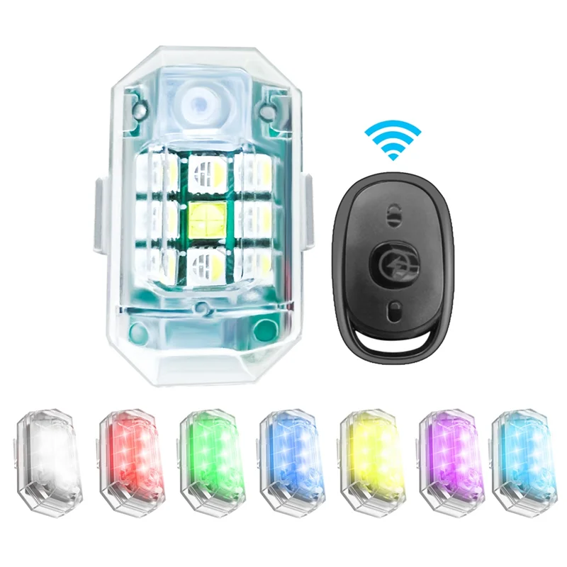 Luz LED estroboscópica con Control remoto inalámbrico T36C, 4 Uds., para coche, motocicleta, bicicleta, 7 colores, lámpara de advertencia Flash anticolisión