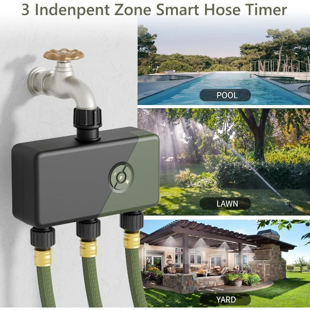 WiFi Sprinkler Timer, Intelligent Water Pipe Timer, Remote Irrigation Timer, Automatic Manual Watering, Rainwater Delay