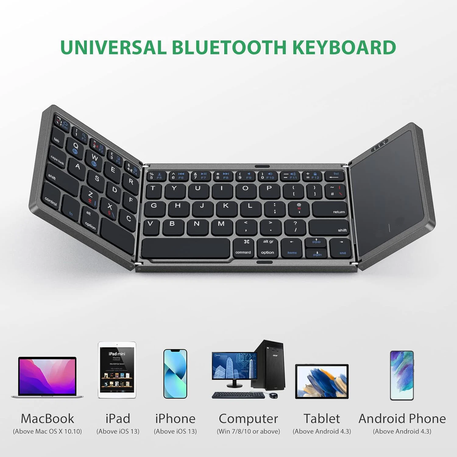 Foldable Keyboard Russian with Touchpad Portable Mini Bluetooth Wireless Folding Keyboard for Mac iOS Android Windows PC Tablet