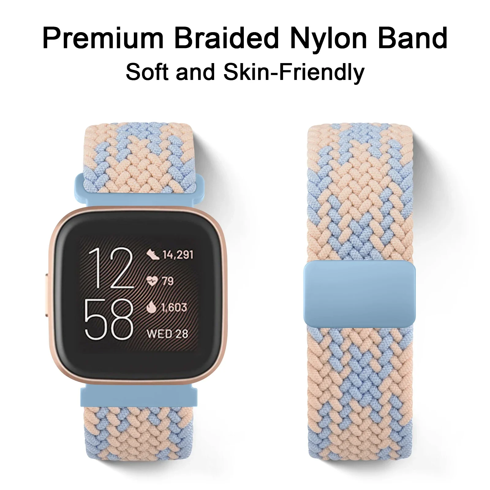 Nylon Braided Magnetic Strap For Fitbit Versa/Versa 2 Band Adjustable Watchband Bracelet for Fitbit Versa SE/Lite Wristband