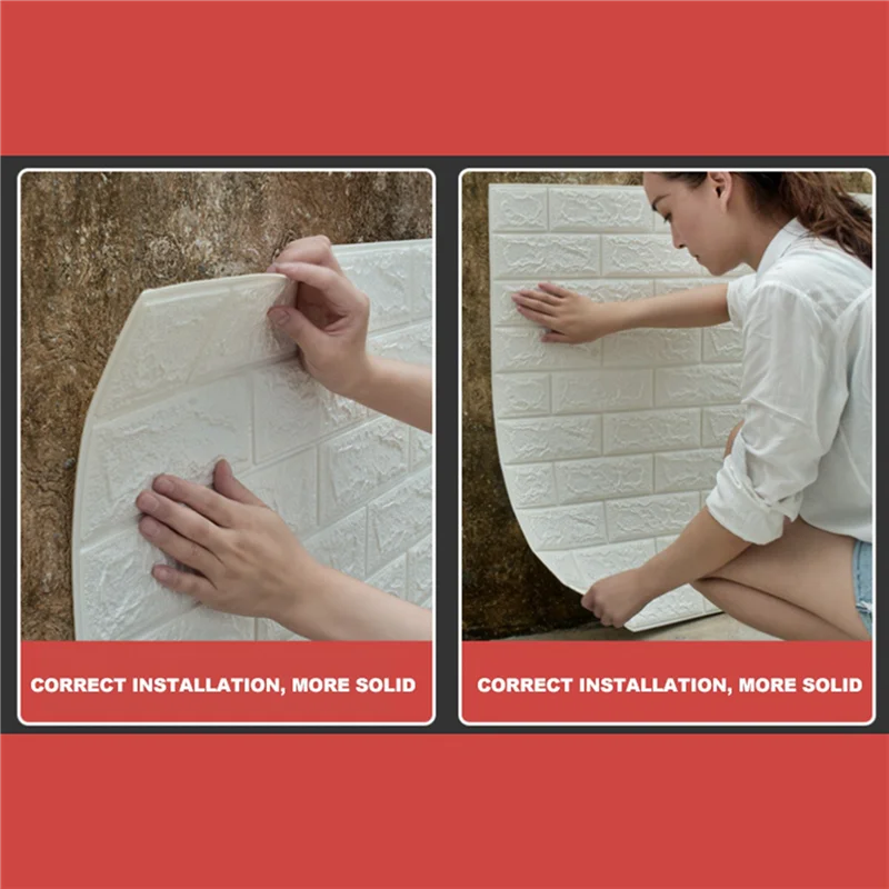 

60Pcs Self-Adhesive 3D Brick Sticker DIY Waterproof Foam Wallpaper Room Kitchen Roof Ceiling Background Wall Decals-A