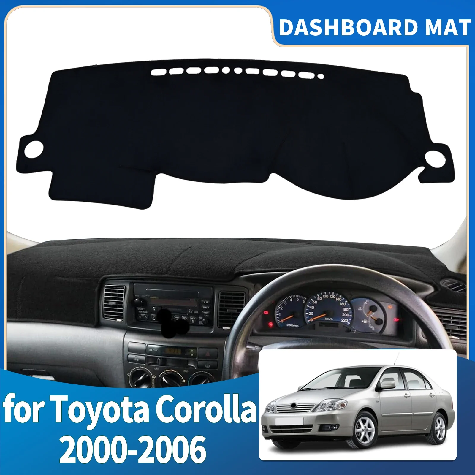 

Подходит для Toyota Corolla E120 E130 2000-2007: Защитный коврик-накладка на приборную панель, аксессуары, солнцезащитный козырек
