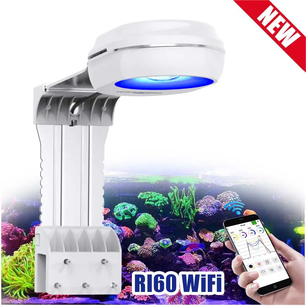 

60W WiFi Aquarium Light Full Spectrum, Smart APP Program Saltwater Aquarium Coral Reef LED Light for Nano Tank, Include Mount