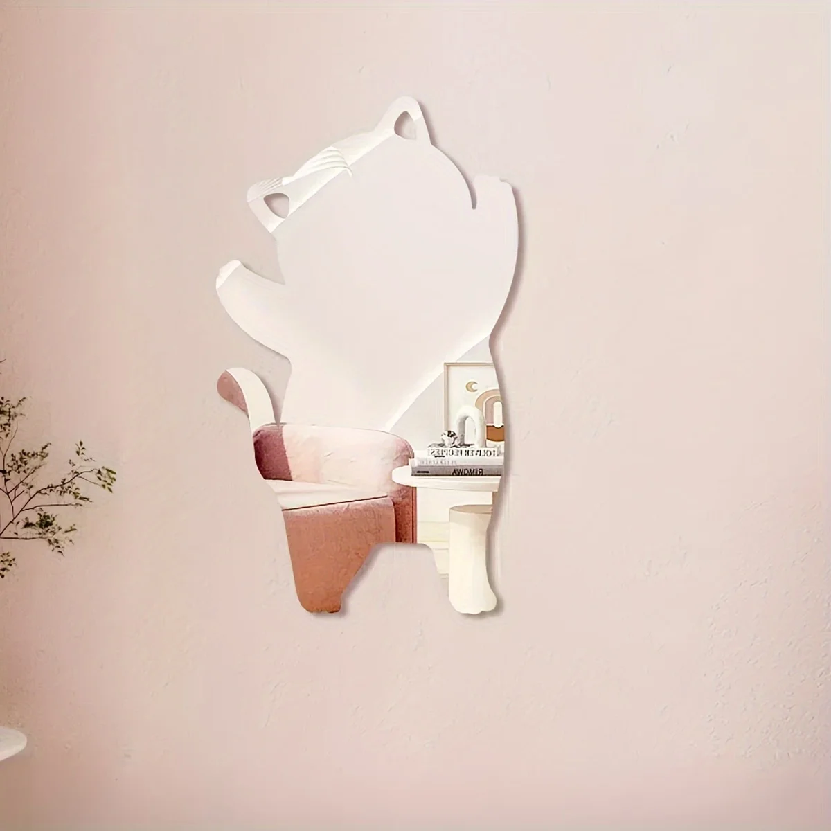 

Kitten Shape Irregular Acrylic Shatterproof Mirrors, Wall Mirror, Non-Glass Mirror, Bathroom Decor, Bedroom, Living Room