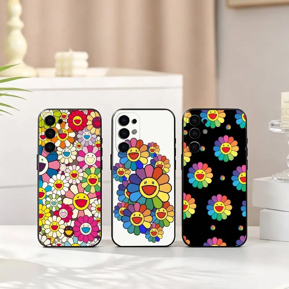 T-Takashi Murakami Flowers gift  Phone Case For Samsung S25,S24,S21,S22,S23,S30,Ultra,S20,Plus,Fe,Soft Silicone Black Cover