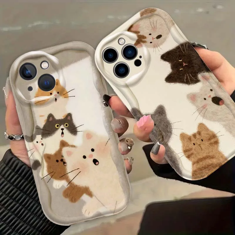 

Simple Cute Cat Pattern Phone Case For Apple iPhone 17 16 15 14 13 12 Mini Air Pro Max Plus Wave Oil