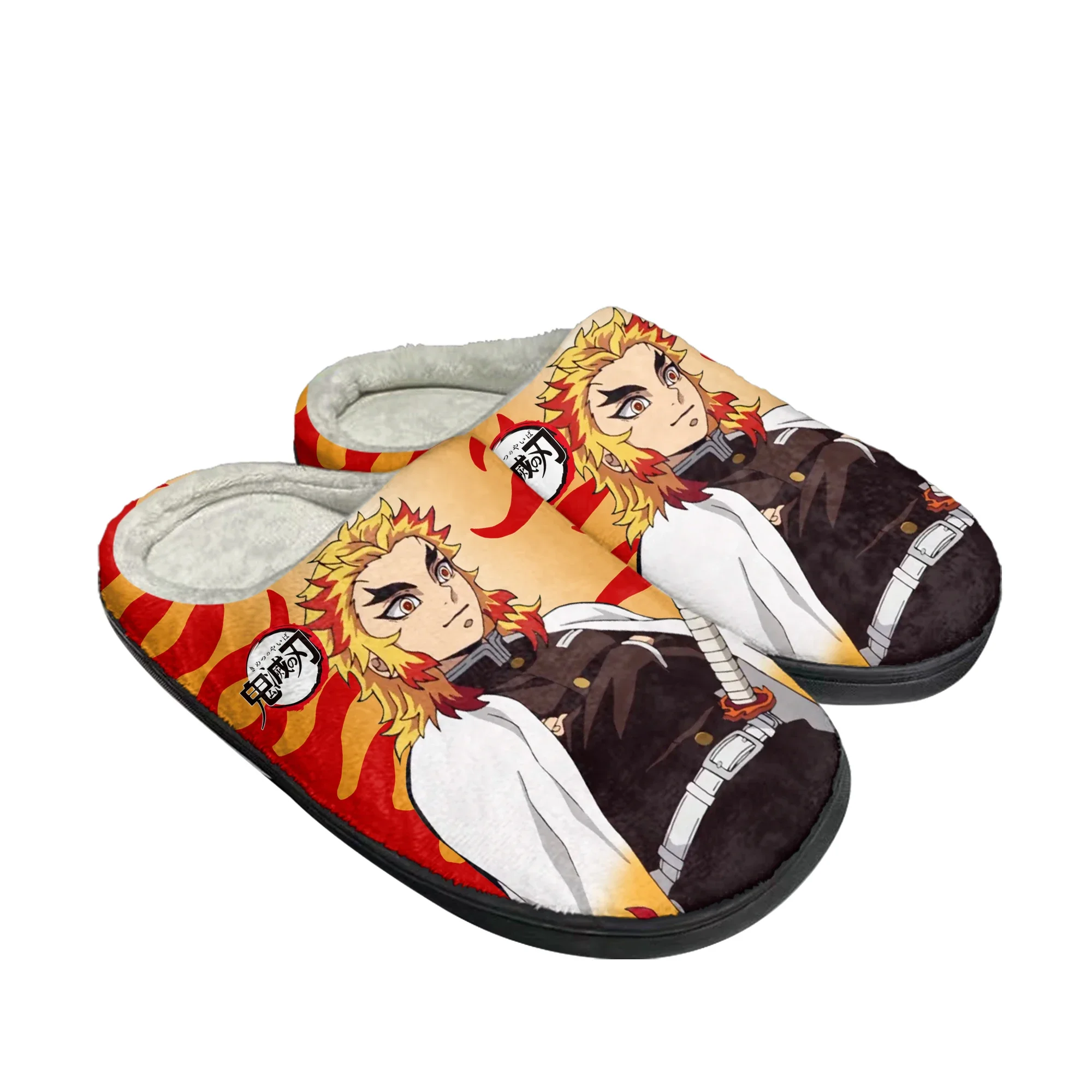 Kyojuro Rengoku Kimetsu No Yaiba Home Cotton Custom Slippers Mens Womens Sandals Plush Casual Keep Warm Shoes Thermal Slipper