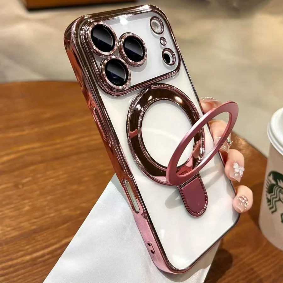 

Magnetic Stand Phone Case with Military Protection and Camera Lens Protector for iPhone 17 Pro 6.3 - Compatible with Magsafe