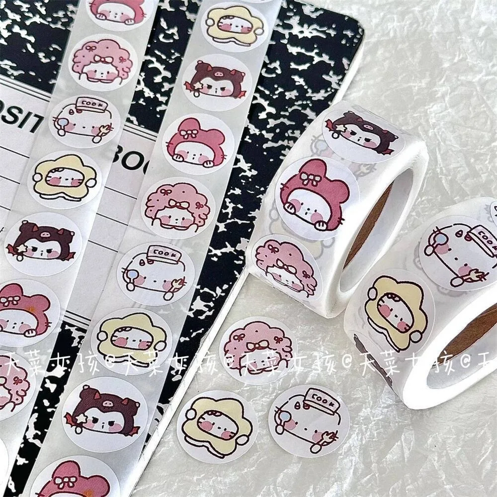 500Pcs Sanrio Hello Kitty Sealing Stickers Kuromi My Melody Cute Cartoon Stickers Round Diy Decor Album Diary Label Graffiti