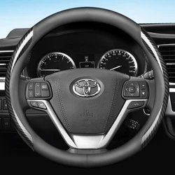 Leather Car Steering Wheel Cover For Toyota Corolla RAV4 CHR C-HR Auris Yaris 2020 -2024 Non-slip 38cm Auto interior Accessories