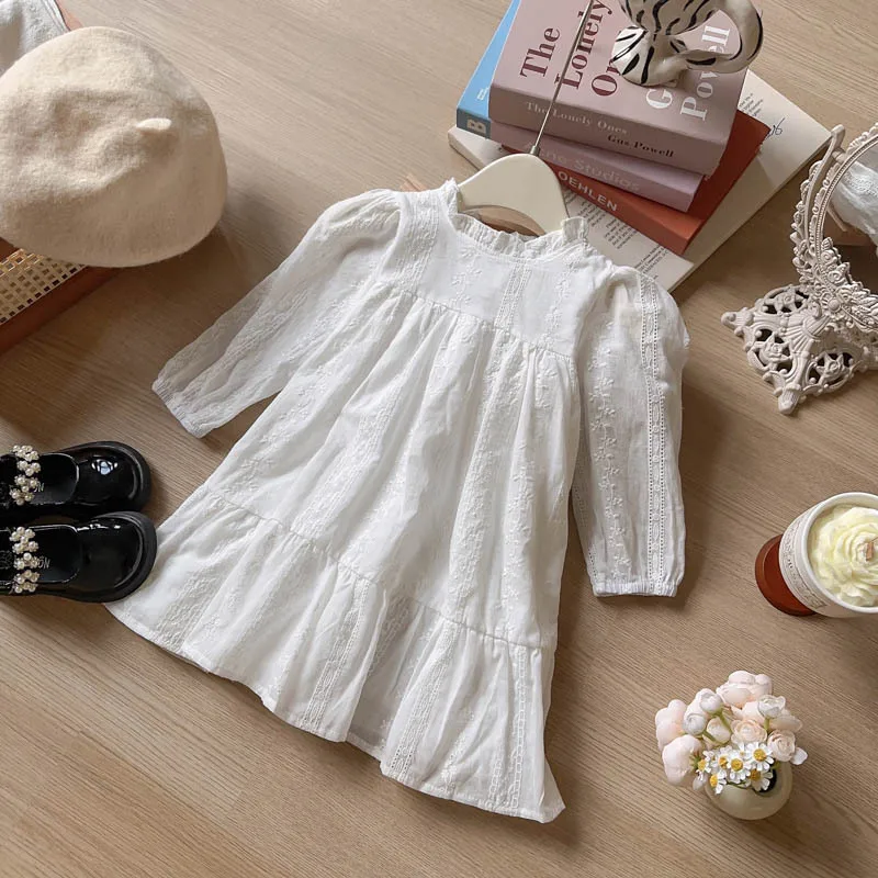 

Autumn Girls Dress Spring Long Sleeve Embroidered Princess Dress Fashion Korean Baby Girl Dress Fall Party Kids Dresses 2-7Yrs